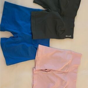 Women's DFYNE Shorts - Blue, Pink, and dark green